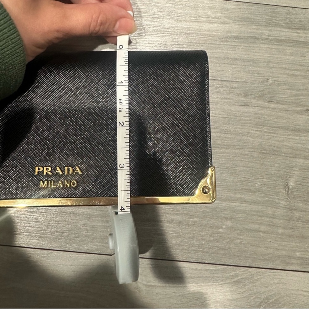 Prada Black and Gold Saffiano Leather Wallet on a Chain - Picture 10 of 11